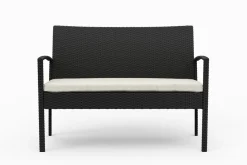 Gartenbank Rattan 108 cm schwarz