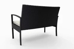 Gartenbank Rattan 108 cm schwarz