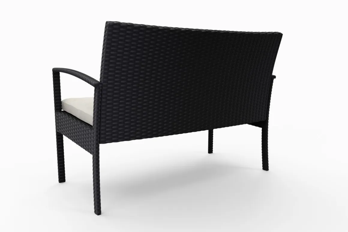 Gartenbank Rattan 108 cm schwarz