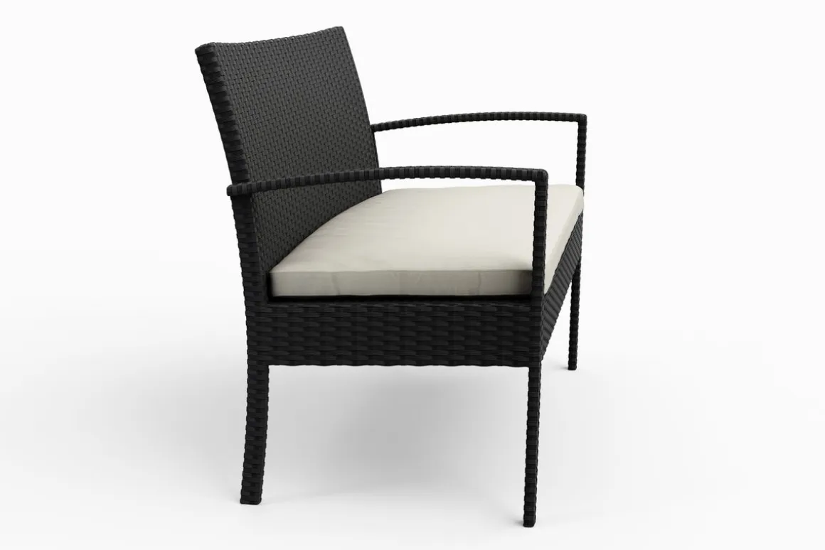 Gartenbank Rattan 108 cm schwarz