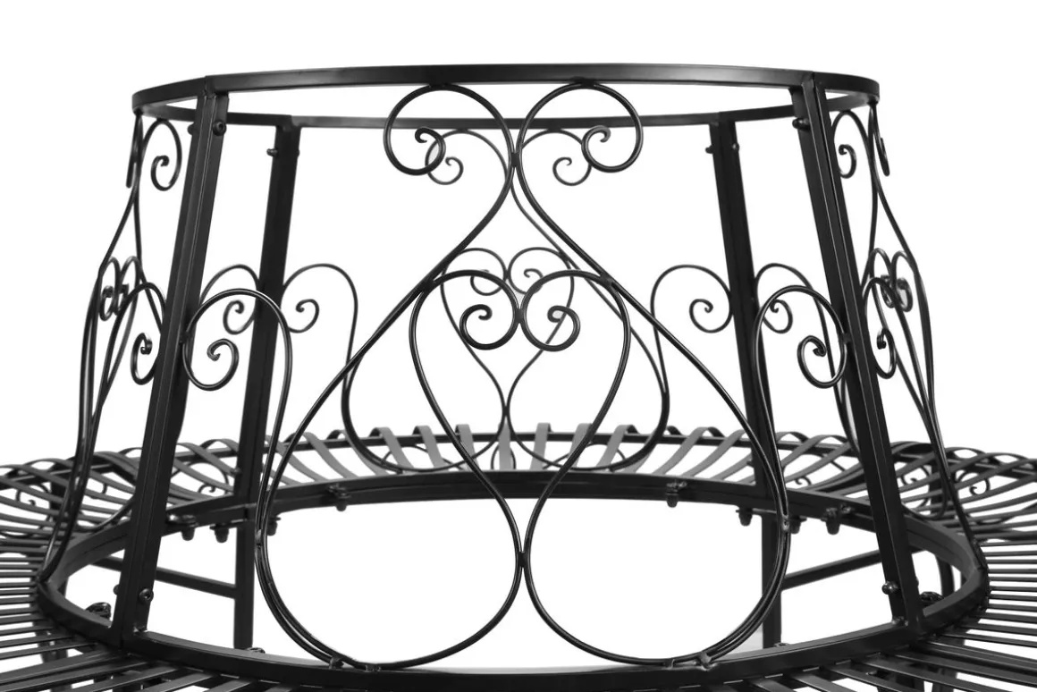 Gartenbank rund 160 cm schwarz