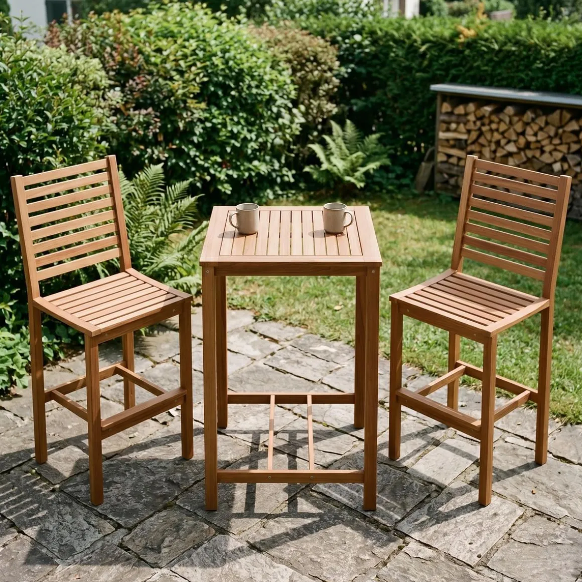 Gartenbar Set Holz CANELA 3-teilig
