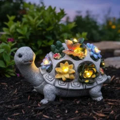 Gartenfigur Schildkröte mit Licht 2er Set