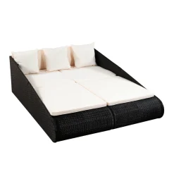 Gartenliege EMILIA 200 x 142 x 59 cm schwarz/beige
