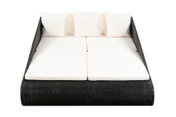 Gartenliege EMILIA 200 x 142 x 59 cm schwarz/beige