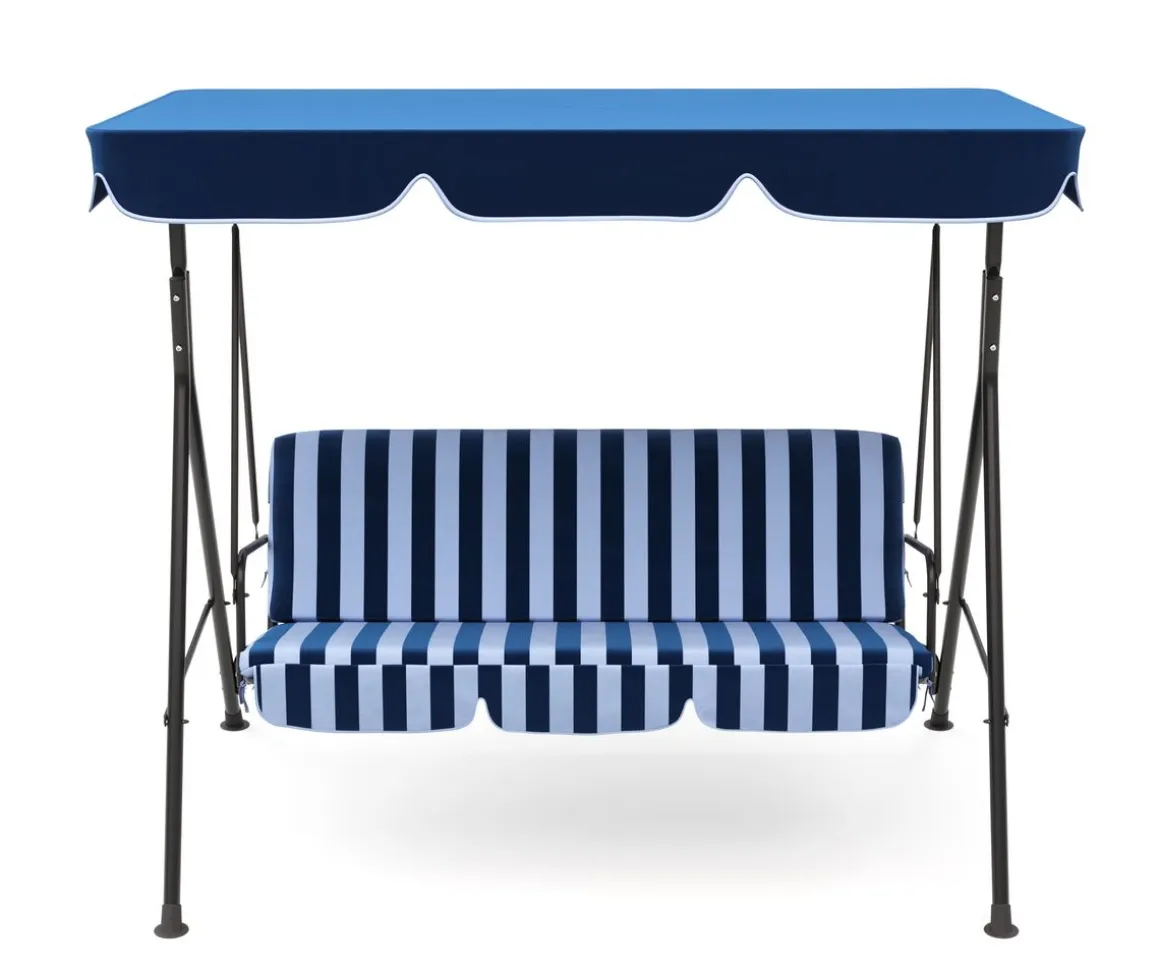 Gartenmöbel Hollywoodschaukel blau/weiss gestreift