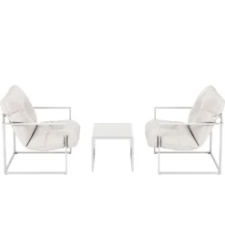 Gartenmöbel Set DELANO 3-teilig weiss