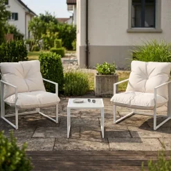Gartenmöbel Set DELANO 3-teilig weiss