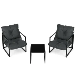 Gartenmöbel Set DELANO 3-teilig anthrazit/schwarz