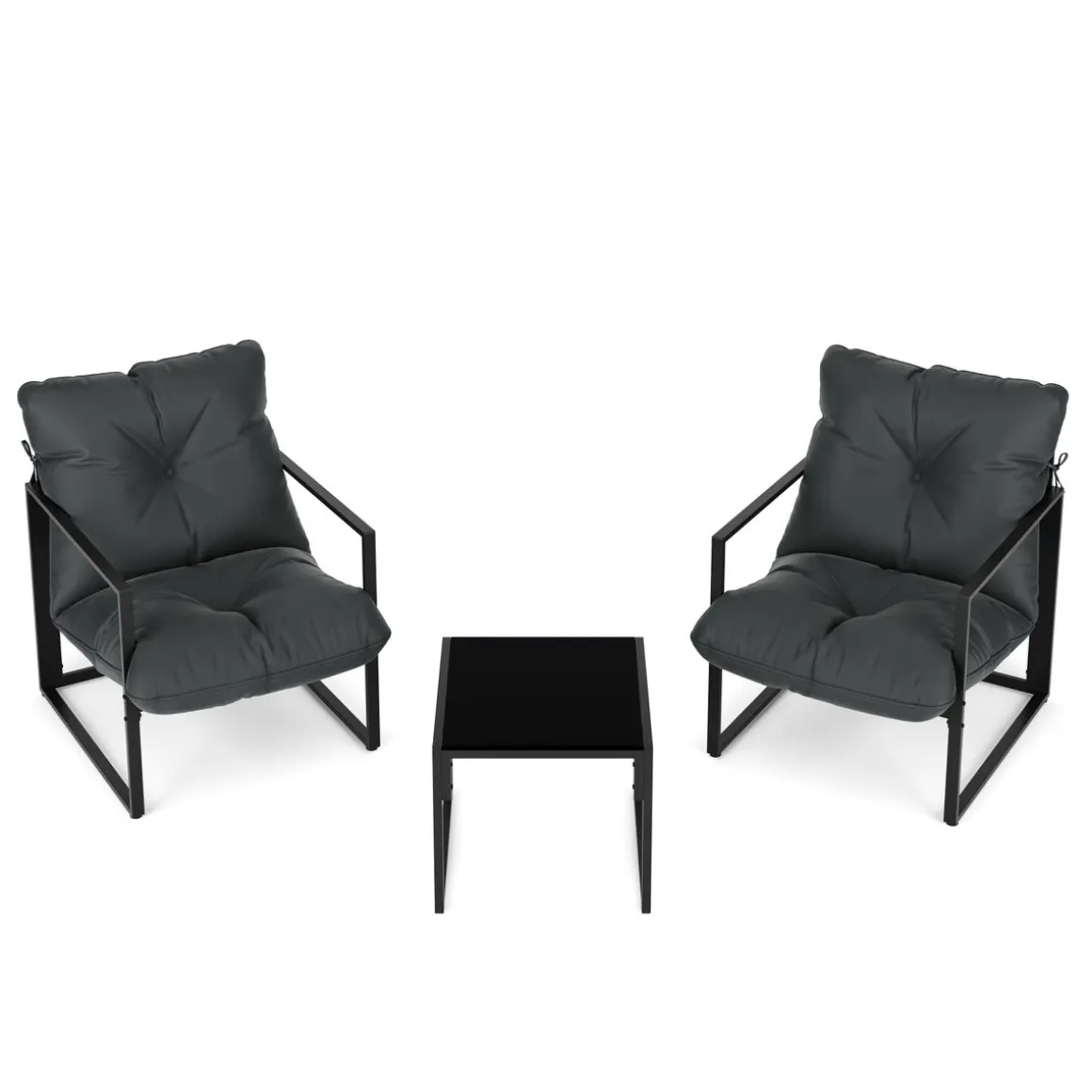 Gartenmöbel Set DELANO 3-teilig anthrazit/schwarz