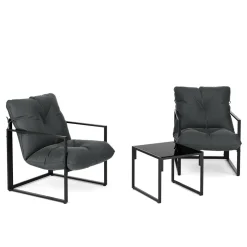 Gartenmöbel Set DELANO 3-teilig anthrazit/schwarz