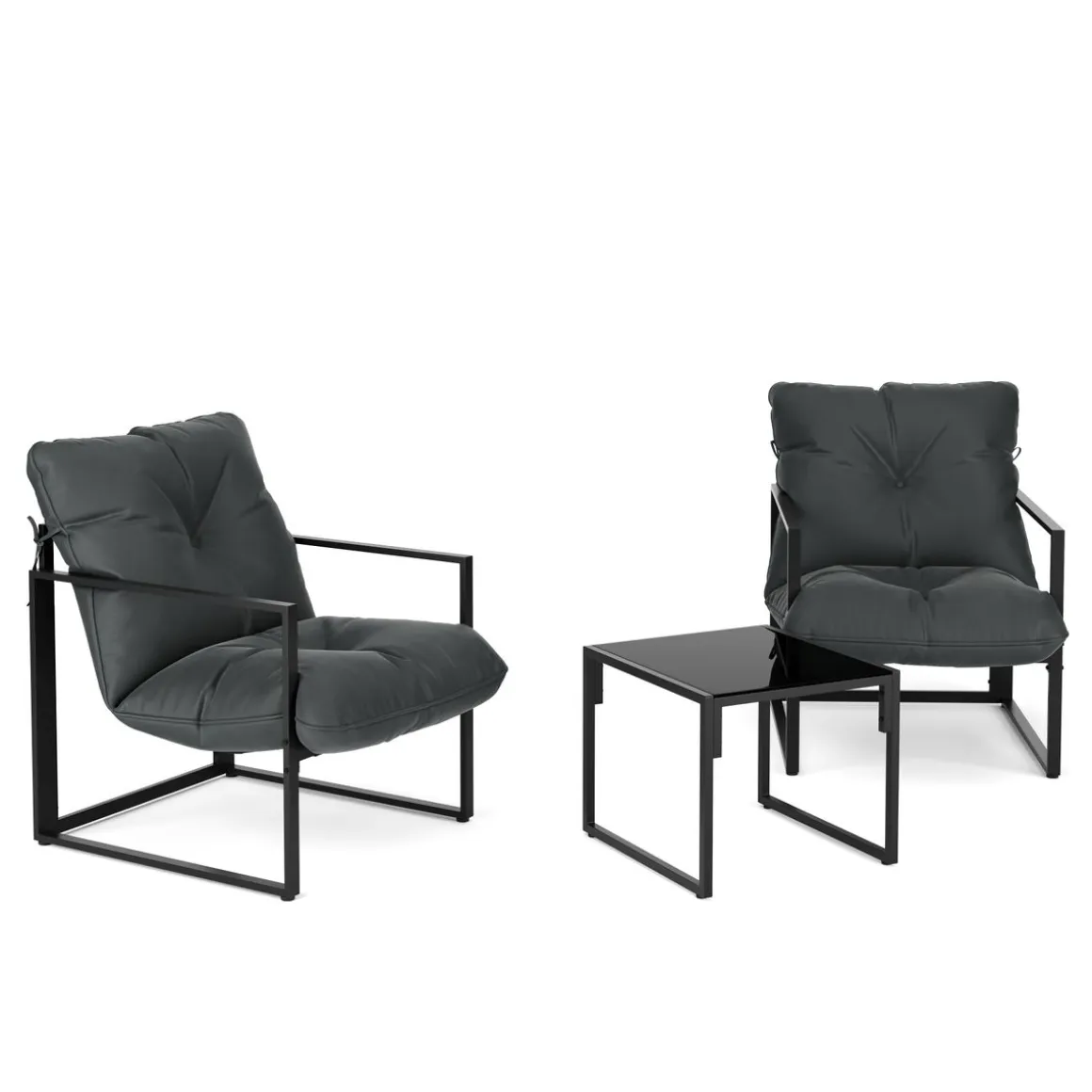 Gartenmöbel Set DELANO 3-teilig anthrazit/schwarz