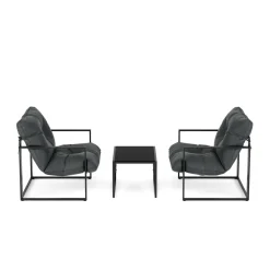 Gartenmöbel Set DELANO 3-teilig anthrazit/schwarz