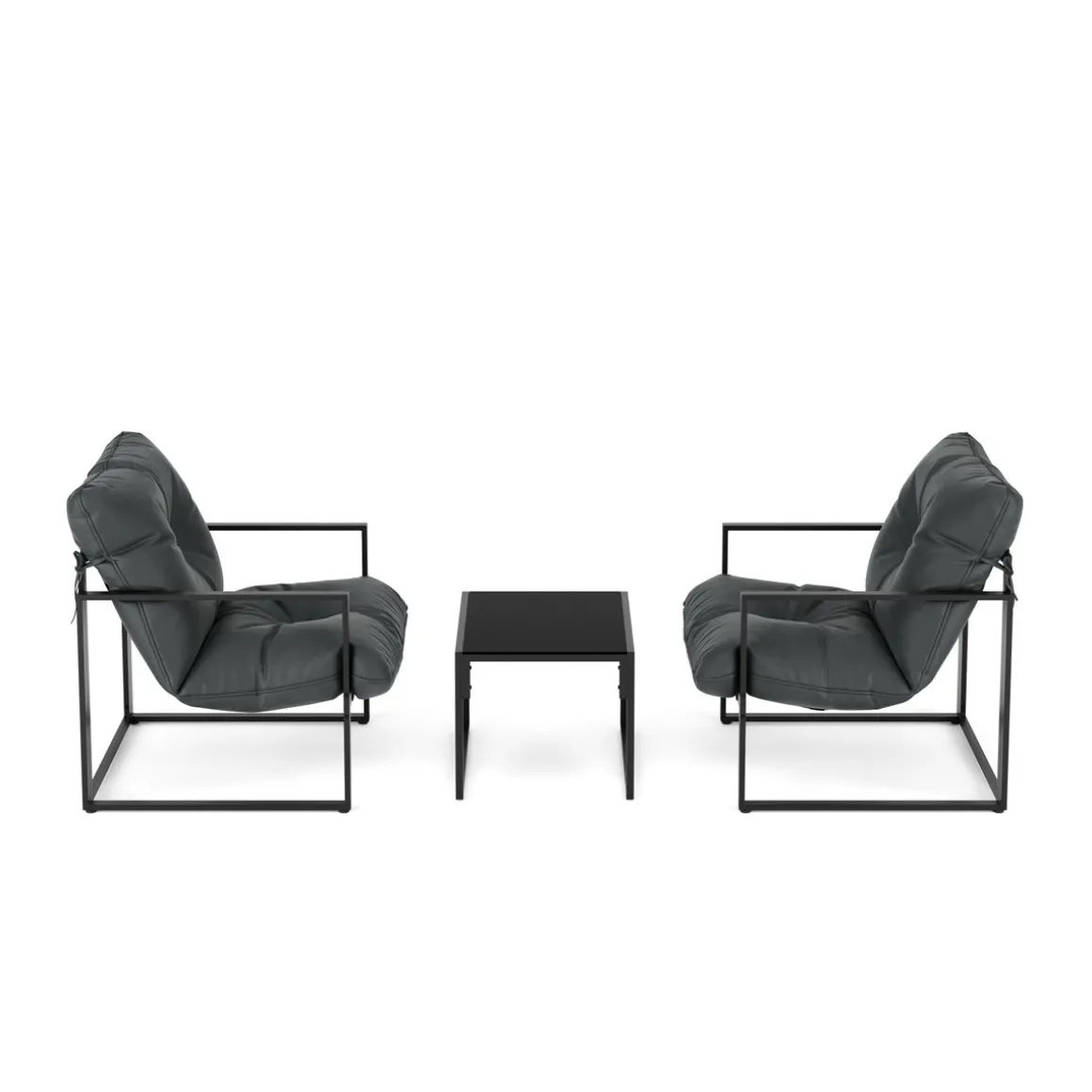 Gartenmöbel Set DELANO 3-teilig anthrazit/schwarz
