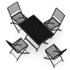Gartenmöbel Set FABRICE mit Schirmloch schwarz