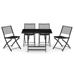 Gartenmöbel Set FABRICE mit Schirmloch schwarz