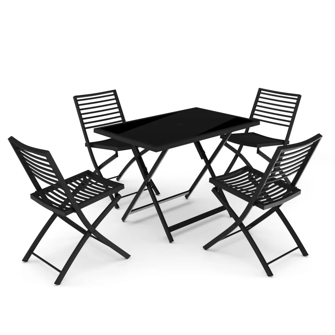 Gartenmöbel Set FABRICE mit Schirmloch schwarz
