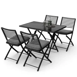 Gartenmöbel Set FABRICE mit Schirmloch schwarz