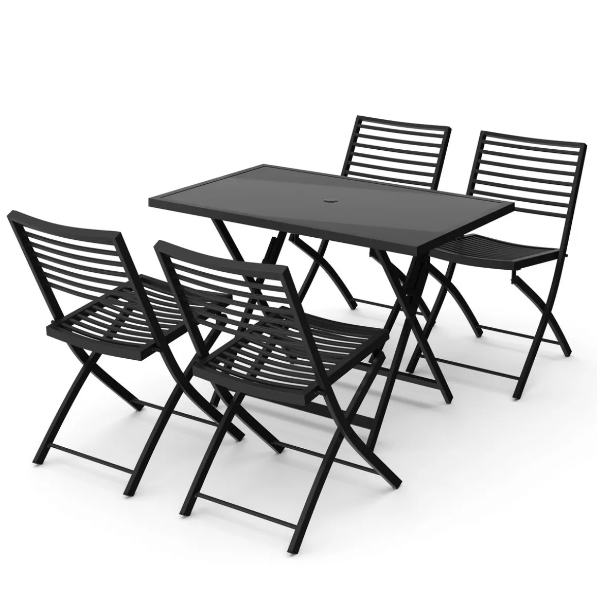 Gartenmöbel Set FABRICE mit Schirmloch schwarz