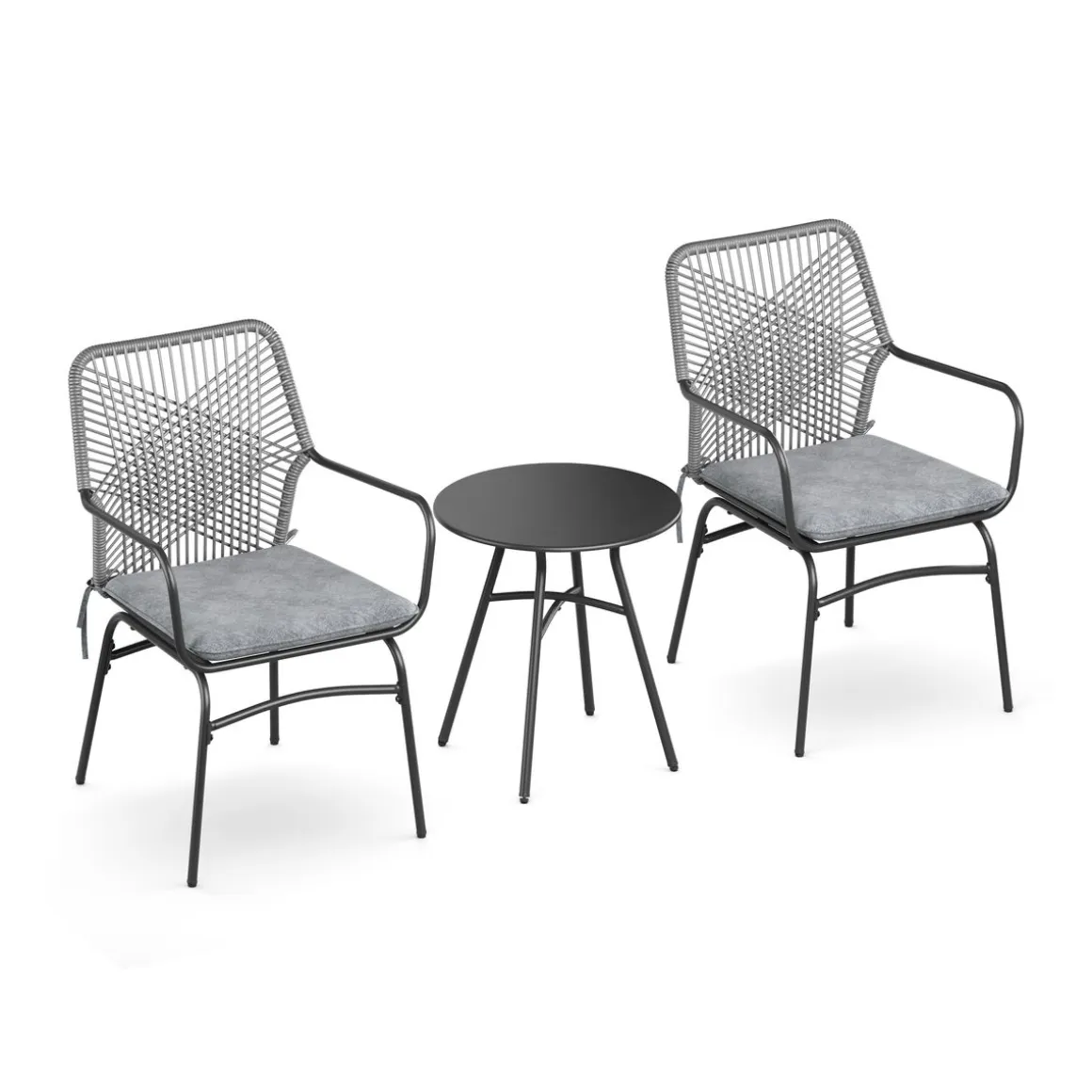 Gartenmöbel Set FERNO 3-teilig grau