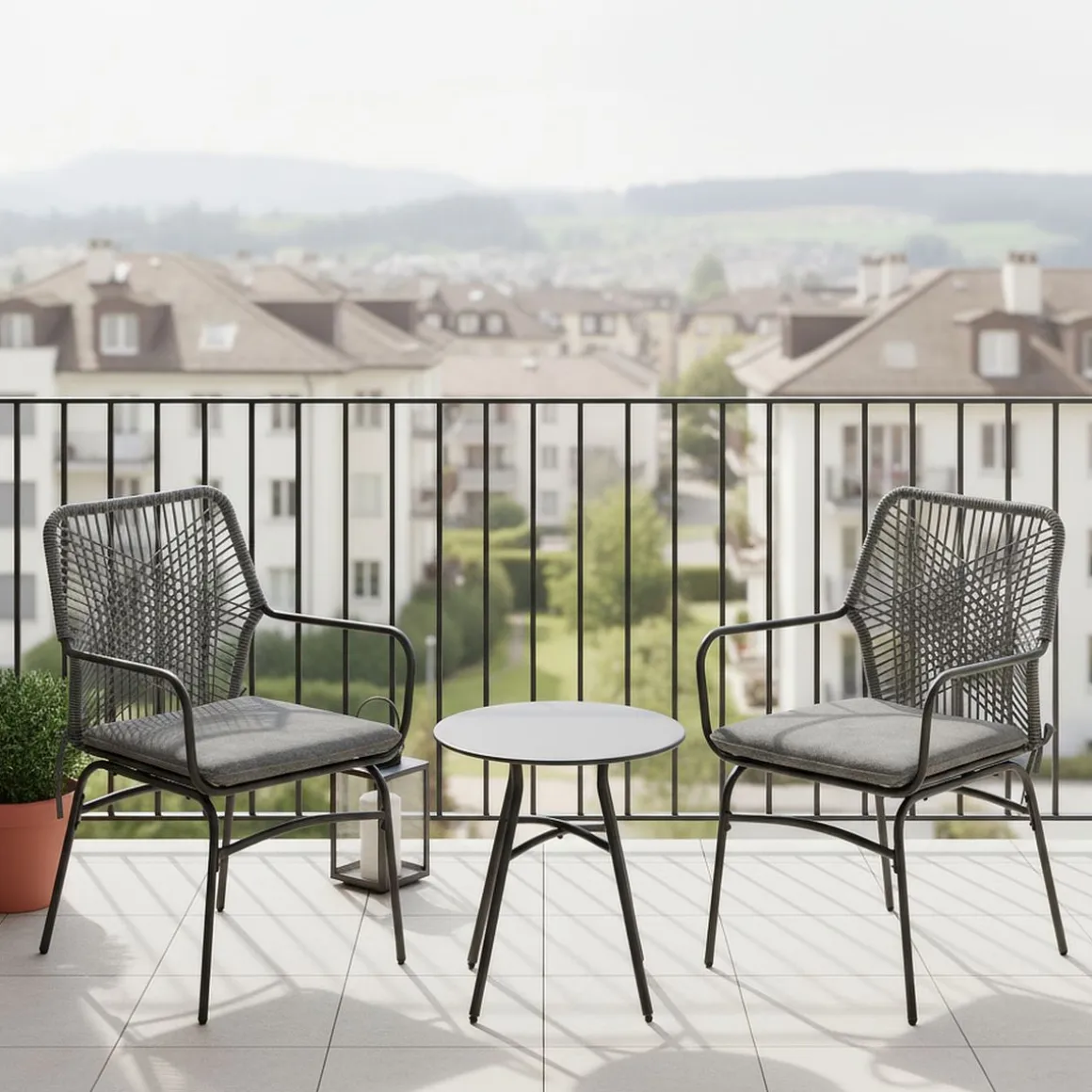 Gartenmöbel Set FERNO 3-teilig grau