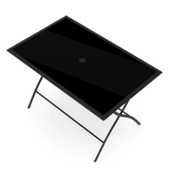 Gartenmöbel Set FILIPPO mit Sonnenschirm schwarz
