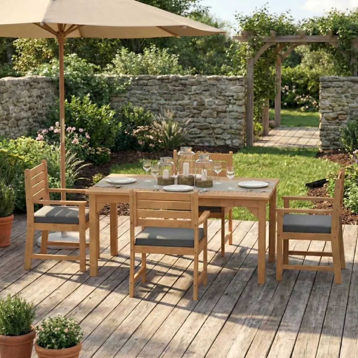 Gartenmöbel Set Holz MONICA 5-teilig