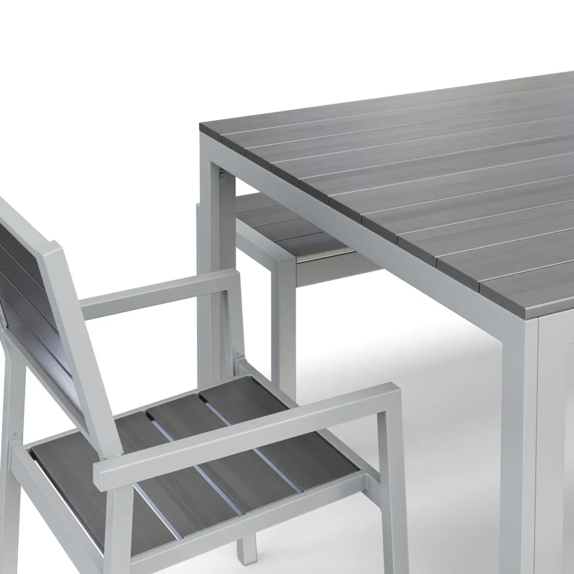 Gartenmöbel Set KAVO 2 Stühle + 2 Bänke grau