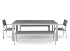Gartenmöbel Set KAVO 2 Stühle + 2 Bänke grau