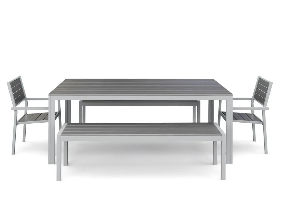 Gartenmöbel Set KAVO 2 Stühle + 2 Bänke grau