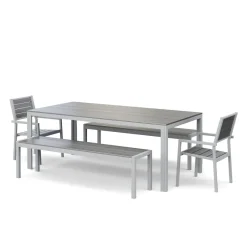Gartenmöbel Set KAVO 2 Stühle + 2 Bänke grau