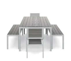 Gartenmöbel Set KAVO 2 Stühle + 2 Bänke grau