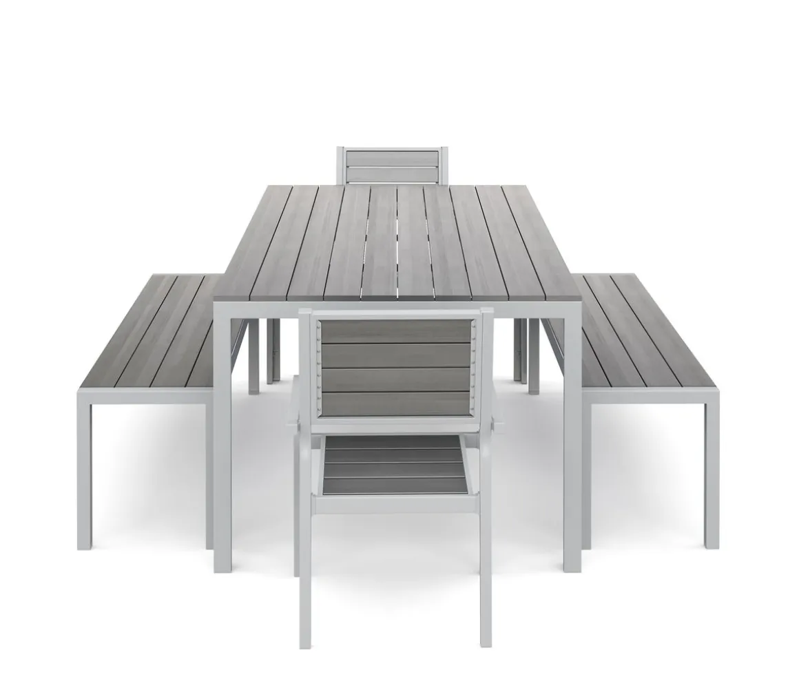 Gartenmöbel Set KAVO 2 Stühle + 2 Bänke grau