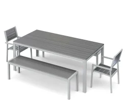 Gartenmöbel Set KAVO 2 Stühle + 2 Bänke grau