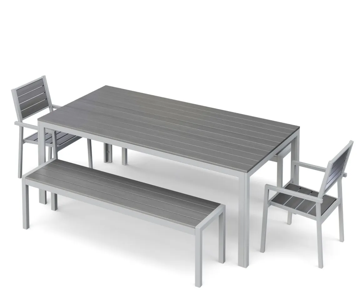 Gartenmöbel Set KAVO 2 Stühle + 2 Bänke grau