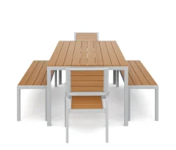 Gartenmöbel Set KAVO 2 Stühle + 2 Bänke braun