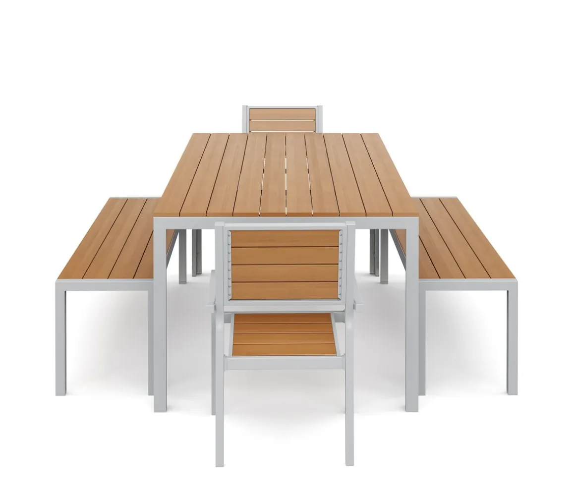 Gartenmöbel Set KAVO 2 Stühle + 2 Bänke braun