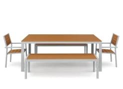 Gartenmöbel Set KAVO 2 Stühle + 2 Bänke braun