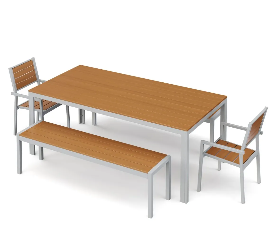 Gartenmöbel Set KAVO 2 Stühle + 2 Bänke braun