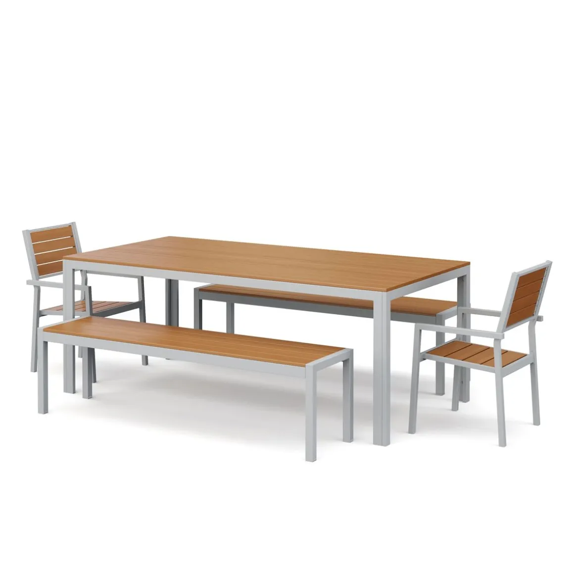 Gartenmöbel Set KAVO 2 Stühle + 2 Bänke braun