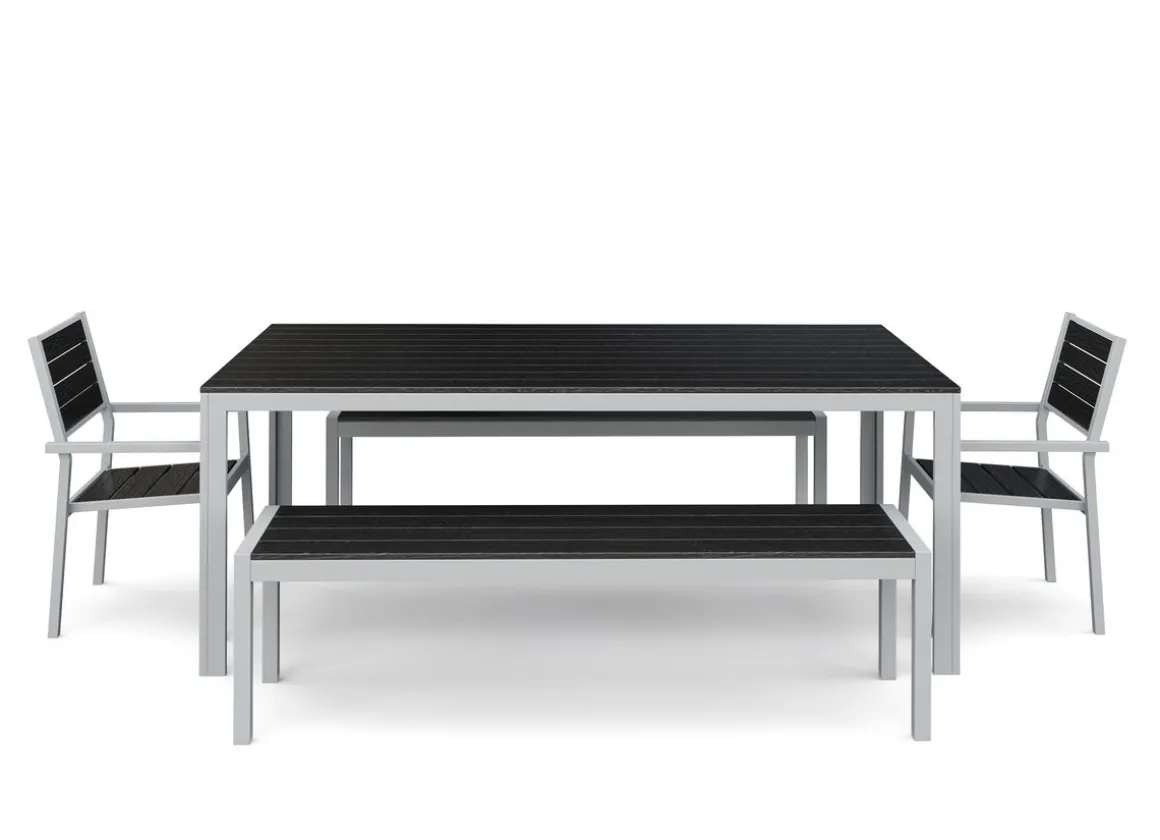 Gartenmöbel Set KAVO 2 Stühle + 2 Bänke anthrazit