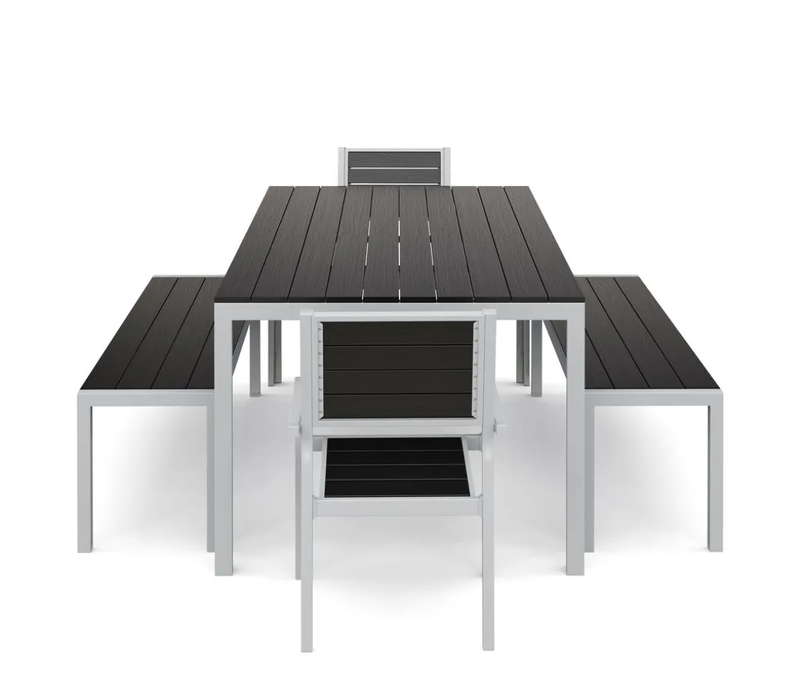 Gartenmöbel Set KAVO 2 Stühle + 2 Bänke anthrazit