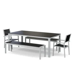 Gartenmöbel Set KAVO 2 Stühle + 2 Bänke anthrazit