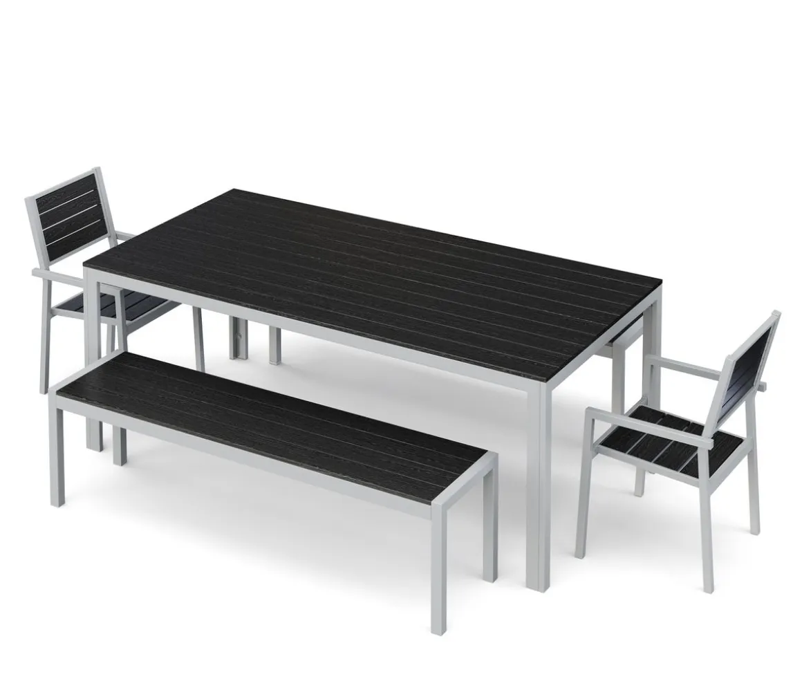 Gartenmöbel Set KAVO 2 Stühle + 2 Bänke anthrazit