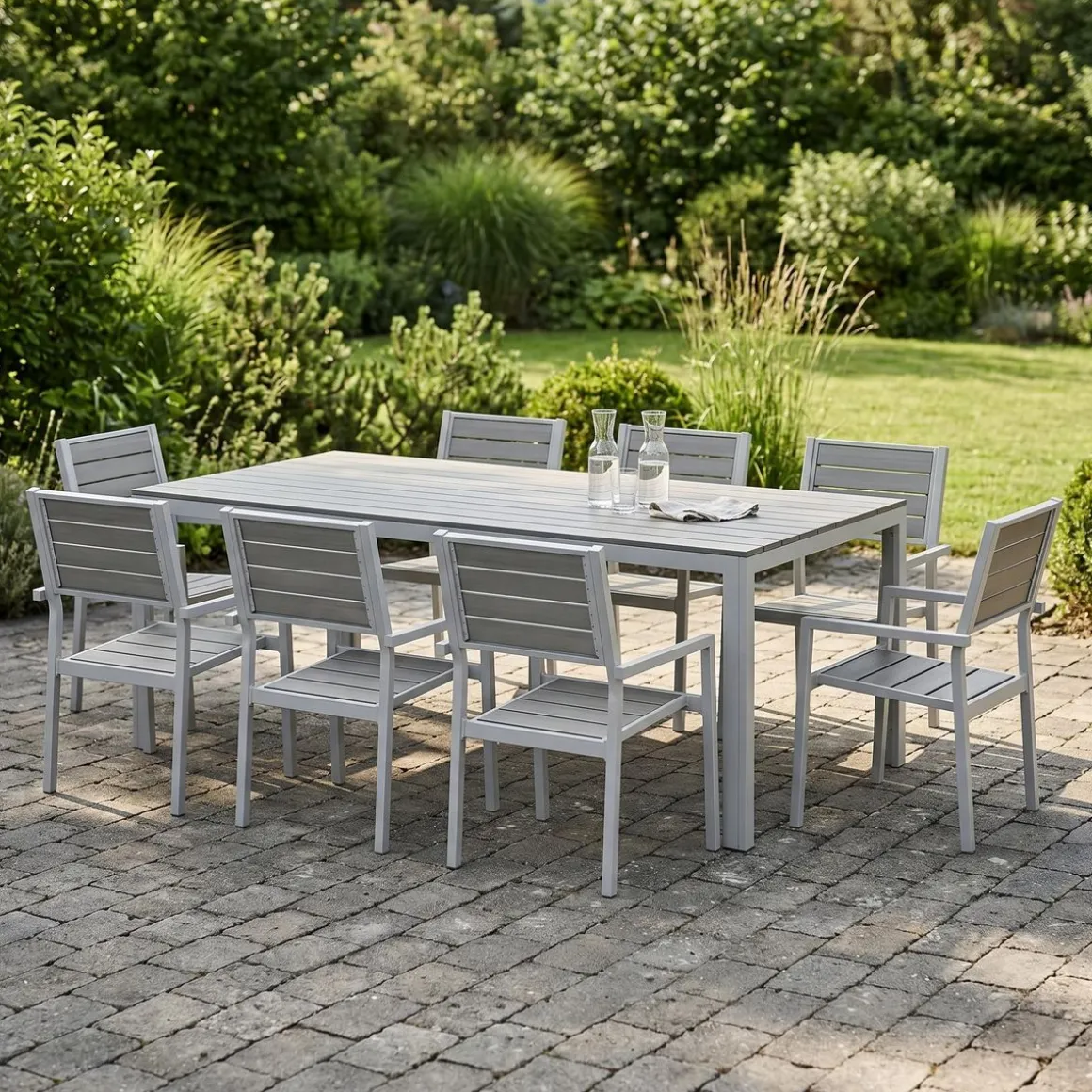 Gartenmöbel Set KAVO 8 Stühle grau