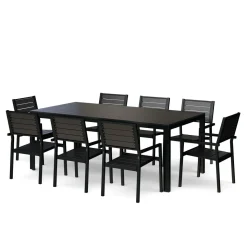 Gartenmöbel Set KAVO 8 Stühle schwarz