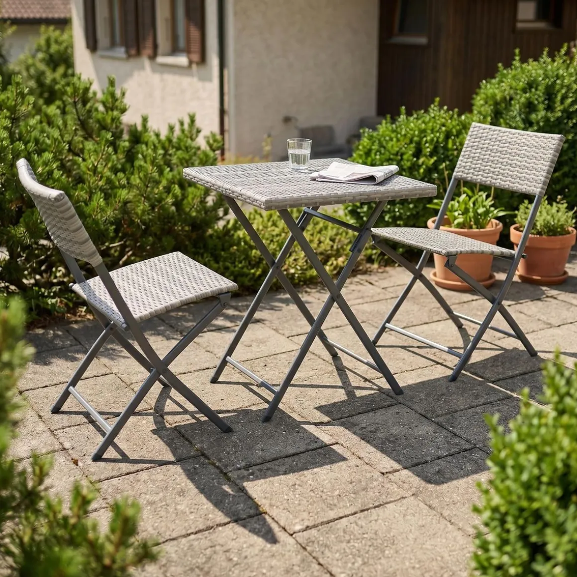 Gartenmöbel Set LAGO Rattan grau