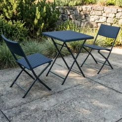 Gartenmöbel Set LAGO Rattan schwarz