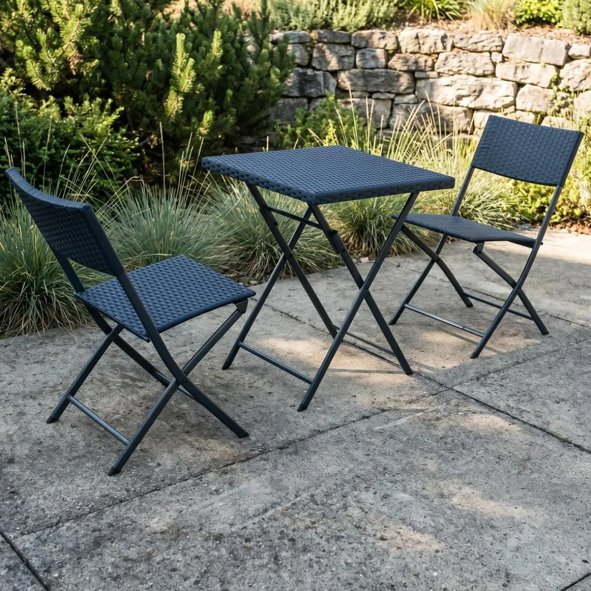 Gartenmöbel Set LAGO Rattan schwarz