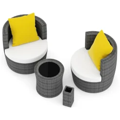 Gartenmöbel Set Rattan BROOKLYN stapelbar grau